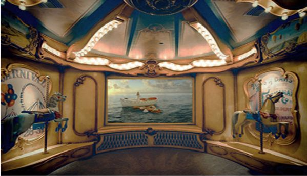 French carousel themed theatre room